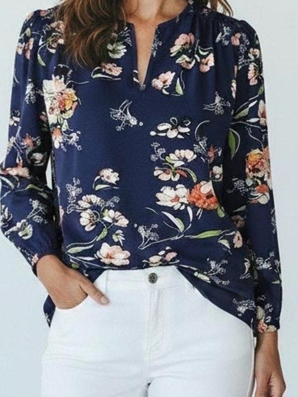 Fun2Fun floral split-neck blouse S